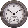 Acurite 8.5 In. Dark Silver Gray Wall Clock/Thermometer 02413A3