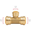 QuickFitting 3-4 In. x 3-4 In. x 1-2 In. Push-to-Connect Brass Reducing Tee LF844R 477158