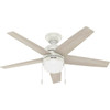 Hunter Bardot 44 In. Fresh White Ceiling Fan with LED Light Kit and Pull Chain