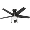 Hunter Bardot 44 In. Matte Black Ceiling Fan with LED Light Kit and Pull Chain