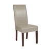 Beige LeatherSoft Parsons Chair with Mahogany Legs