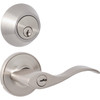Steel Pro Brushed Nickel Single Cylinder Deadbolt and Lever Combo