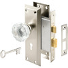Defender Security Satin Nickel Keyed Mortise Entry Lock Set With Glass Knob