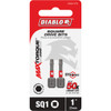 Diablo #1 Square Recess 1 In. Insert Impact Screwdriver Bit (2-Pack) DSQ11P2