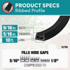 Frost King 9-16 In. x 10 Ft. Black X-Treme Rubber Weatherstrip Tape V27BK 100590