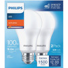 Philips 100W Equivalent Soft White A19 Medium LED Light Bulb (2-Pack) 575886 501923