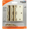 National Hardware 3-1-2 In. Square Polished Brass Door Hinge (3-Pack) N830-320 200660