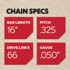 Oregon SpeedCut 16 In. 66-Link Chainsaw Chain M66 703830