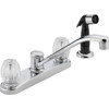 Peerless 2-Handle Knob Kitchen Faucet with Black Side Spray, Chrome P225LF