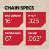 Oregon ControlCut 16 In. 67-Link Chainsaw Chain L67 752563