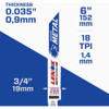 Lenox METALWOLF WAVE EDGE 6 In. 18 TPI Medium Metal Reciprocating Saw Blade 20567S618R 330949