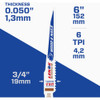 Lenox LUMBERWOLF 6 In. 6 TPI Nail-Embedded Wood Reciprocating Saw Blade (5-Pack) 20572656R 330841