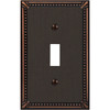 Amerelle Imperial Bead 1-GangCast Metal Toggle Switch Wall Plate, Aged Bronze