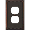 Amerelle Imperial Bead 1-Gang Cast Metal Outlet Wall Plate, Aged Bronze 74DDB