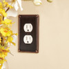 Amerelle Imperial Bead 1-Gang Cast Metal Outlet Wall Plate, Aged Bronze 74DDB 511761