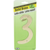 Hy-Ko 4 In. Polished Brass House Number Three