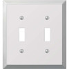 Amerelle 2-Gang Stamped Steel Toggle Switch Wall Plate, Polished Chrome 161TT