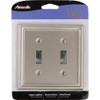 Amerelle Chelsea 2-Gang Stamped Steel Toggle Switch Wall Plate, Brushed Nickel 149TTBN 500237