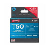 Heavy Duty Staples, T50, 18 ga, Flat Crown, 1/4 in Leg L, Steel, 1250 PK