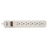Tripp Lite Outlet Strip, Surge, 6 5-15R, 5-15P, 6 ft., Light Gray TLP606