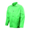 Welding Jacket, Cotton, 12 oz, 30 in Length, Snaps Closure, 2 Pockets, Green, M