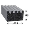 Trim-Lok Rubber Seal, Ribbed, .063"W x 25 ft. X103HT-25
