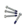 Concrete Screw, 3/8" Dia., Flat, 2 1/2 in L, Steel Silver Ruspert, 4 PK