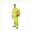Rain Suit, PVC, 6.2 mil Thick, Packable Hood in Collar, Green/Yellow, 5XL