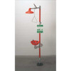 Shower with Eyewash, Floor Mount, Plastic Bowl, Galvanized Steel Pipe, Orange  G1902P