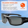 ODIN, Safety Glasses, Uncoated, Gray Lens, Black Frame, Full-Frame, Polarized  ODIN-PZ