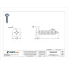 Sheet Metal Screw, #12 x 1 in, Zinc Plated Steel Pan Head Phillips Drive, 100 PK  U26660.021.0100
