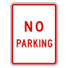 No Parking Parking Sign, 12 in W, 18 in H, English, Aluminum, White