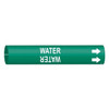 Brady Pipe Marker,Water,Green,3/4 to 1-3/8 In 4155-A