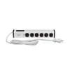 Outlet Strip, Switched, Medical Grade, 6 5-15R, 5-15P, 6 ft., White