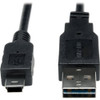 Reversible USB Cable, Black, 3 ft., Connector Type: A Male to 5 Pin B Mini Male  UR030-003