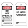 Brady Danger Bilingual Tag,5-3/4 x 3 In,PK25, 65440 65440