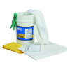 Spill Kit, 9 gal Volume Absorbed per Kit, 6 1/2 gal Capacity, Bucket, White