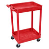Utility Cart with Deep Lipped Plastic Shelves, 300 lb Load Capacity, 2 Shelves, 24 in L, 18 in W