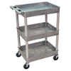 Utility Cart with Deep Lipped Plastic Shelves, 300 lb Load Capacity, 3 Shelves, 24 in L, 18 in W