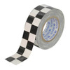 Floor Marking Tape, Polyester, No Legend, Black, White, 2 in W., 8 mil Thickness