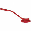 1 in W Scrub Brush, Medium, 8 3/16 in L Handle, 11 in L Brush, Red, Plastic, 11 in L Overall