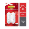 Command Hook, White, Plastic, 1 1/8 in D, PK2 17068