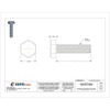 18-8, 1-4"-20 Hex Head Cap Screw, Plain Stainless Steel, 1 in L, 50 PK  FBHEXB14201P50