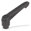 Kipp Adjustable Handle Size: 3, 3/8-16, Plastic, Black RAL 7021, Comp: Steel K0269.3A41