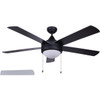 Home Impressions Preston 52 In. Black Ceiling Fan with Light Kit CF52PR35BK-B