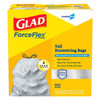 Glad 13 gal Trash Bags, 24 in x 25 in, Extra Heavy-Duty, 0.82 mil, White 70427