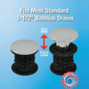 Danco 1-1-2 In. 2-in-1 Hair Catcher and Tub Drain Strainer with Chrome Finish 10772 405375