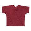 Scrub Shirt, Cotton/Polyester, Short Sleeve, 2 Pockets, V-Neck, Wine, Size XL