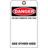 Danger Tag, Danger, Cardstock, 7 in H x 4 in W, White, Rectangle, 25 PK  DTUF-G44