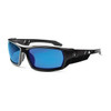 ODIN, Safety Glasses, Uncoated, Blue Mirror Lens, Black Frame, Full-Frame
